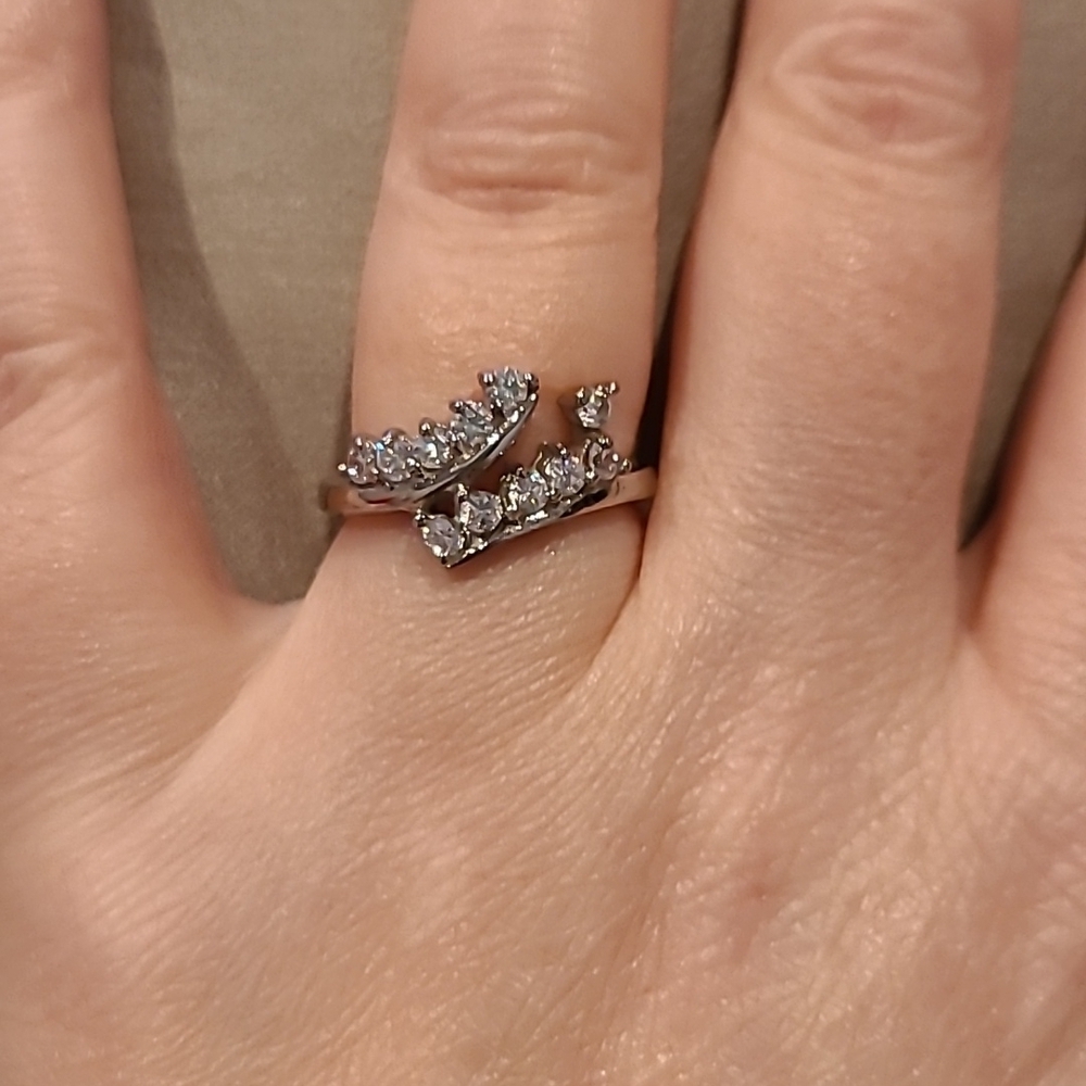 Cubic zirconia stainless steel multi stone ring